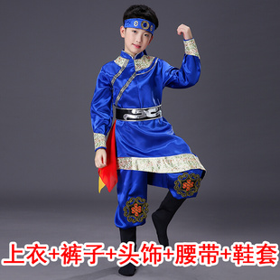 儿童演出服少数民族服装女童，蒙古族男童三月三藏族舞蹈蒙族表演服