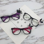 韩版潮儿童眼镜框无镜片黑兔子耳朵卡通眼镜架，女童可爱宝宝眼睛框