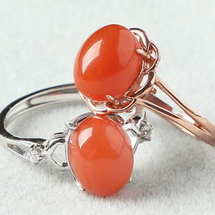 亲宝水晶樱桃红天然南红玛瑙，戒指玛瑙指环，手饰品女礼物