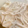韩国ins婴儿毛毯秋冬可爱笑脸超软宝，宝盖毯双层加厚幼儿园小被子