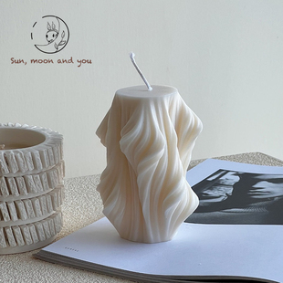 3D绸缎蜡烛手工艺术香薰蜡烛小众高级家具装饰摆件家用