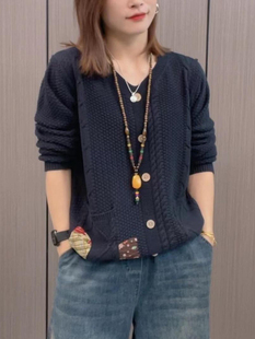 法式针织衫毛衣女(毛衣女)春秋，款2023时尚洋气，减龄设计感宽松百搭上衣
