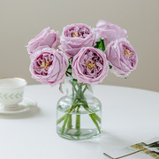 紫色玫瑰花仿真花假花客厅，餐桌茶几装饰摆件手感，保湿仿生花束摆设