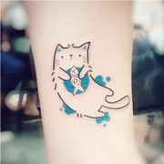 可爱小猫咪图案纹身贴网红防水原创持久韩国清新少女贴纸日式软妹