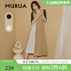 MURUA连衣裙日系女装夏季高腰松紧圆领显瘦背带连衣长裙