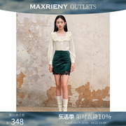 奥莱MAXRIENY法式复古丝绒半裙早秋不对称设计短裙