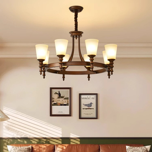 复古客厅灯具美式吊灯主卧室，餐厅房间灯创意法式中古南洋护眼吊灯