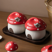 厨房盐调味罐套装调料盒，大容量家用商用高颜值陶瓷，创意可爱蘑菇