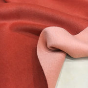 橘红+桔粉双面双色羊驼绒，阿尔巴卡长毛，面料进口美澳毛呢大衣布料