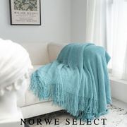 纯色针织毯橘色民宿床尾，装饰毯午睡空调，毯披肩盖毯沙发毯子北欧风