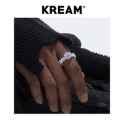 KREAM ICE RING满钻戒指嘻哈原创设计男女同款情侣款潮流百搭个性