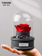 theone唯忆永生花礼盒玻璃罩玫瑰，真花束生日情人节礼物送女友摆件
