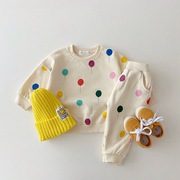 韩版婴幼童春秋季ins爱心气球洋气男女童卫衣宝宝舒适两件套装