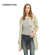 伦敦雾春季简约商务合身版，风衣外套翻领净色单排扣长款风衣女
