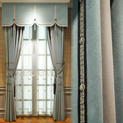 高档大气客厅绣花窗帘成品，现代简约新中式，卧室书房遮光窗帘布