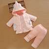 0一1岁女宝宝秋冬装分体，洋气款婴儿衣服外套，加厚棉服袄三件套装季