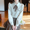 娃娃领长袖衬衫少女春秋装2024初中高中学生甜美日系衬衣服.