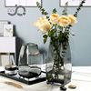 现代简约四方束口方形玻璃花瓶居家餐桌桌面鲜花百合玫瑰向日葵