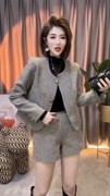 高级感时尚小香风套装裙女2023秋季韩版洋气时髦短款西服短裤