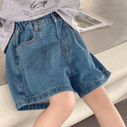 女童牛仔短裤2024夏装，儿童夏季宽松休闲热裤，洋气大童薄款裤子