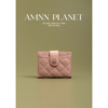 amnn可爱粉色零钱包小众设计简约便捷式大学生，三折多功能卡包
