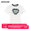jessyline夏季女装杰茜，莱白色印花短袖t恤女323201467