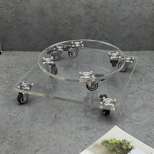 亚克力可移动花盆托盘带轮万向轮滚轮花盘托架底盘透明带滑轮底座