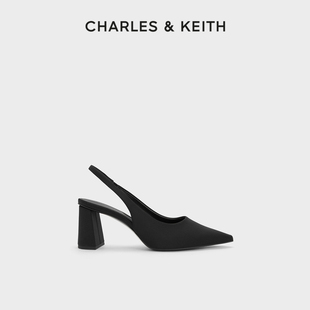 CHARLES&KEITH春夏女鞋CK1-60361462简约纯色尖头高跟凉鞋女