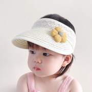 婴儿帽子夏季遮阳帽宝宝，空顶太阳帽小女孩草帽儿童，防晒帽沙滩凉帽