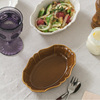 日单 中古风格陶瓷复古做旧浮雕烤盘 家用 椭圆盘子餐具菜盘日式