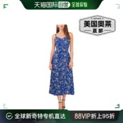 msk娇小女式系带长背心，裙-蓝色，白色美国奥莱直发