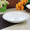 骨瓷菜盘家用汤盘深盘子陶瓷，圆形盘子纯白色餐具水果碟子8英寸