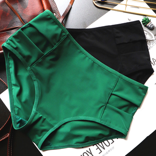 冰丝内裤女中高腰大码镂空提臀舒适性感，女式日系三角裤高品质绿色