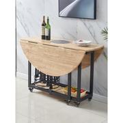 折叠橡木大圆桌实木一体电磁炉，可伸缩小户型，火锅桌家用旋转圆饭桌