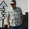 夏威夷沙滩花短袖衬衫男士宽松版加肥加大码，韩风薄款胖子衬衣男装
