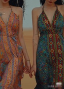 泰国波西米亚挂脖裙美拉德纯欲民族风绿色海岛度假旅游拍照沙滩裙