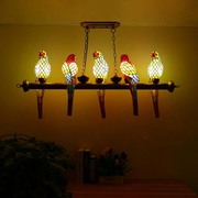 蒂凡尼美式复古鹦鹉多头吊灯 卧室餐厅咖啡厅酒店装饰5头灯具
