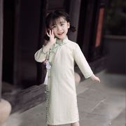 儿童秋季汉服裙女童中国风，小清新旗袍，连衣裙女孩古装演出服
