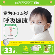 绿鼻子儿童口罩0-3岁婴儿宝宝一次性防护婴幼儿童专用3d立体口罩