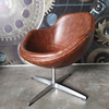 欧美式单人沙发椅子创意转椅办公室真皮复古艺术设计师旋转店铺