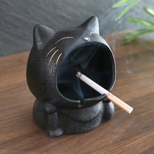 可爱卡通猫创意烟灰缸陶瓷家用客厅个性时尚潮流防飞灰大号烟灰缸
