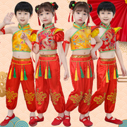 定制儿童喜庆演出服中国风，打鼓开门红民族舞蹈服男女童，腰鼓秧歌表