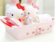 韩国进口 Hello Kitty 收纳盒 整理盒 杂物盒方形红把手大号