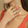 彩色米珠粗手指戒指套装女欧美弹力人造珍珠彩色圆珠指环组合饰品
