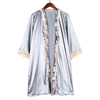 时尚居家女士睡袍欧式蕾丝，拼接中长款春夏季七分袖性感睡袍潮