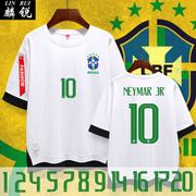 2021美洲杯巴西国家队足球迷服内马尔假两件短袖T恤衫男女5五分袖