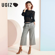 UGIZ春秋季韩版女装透明薄纱套头圆领针织衫上衣女UCWC120-7