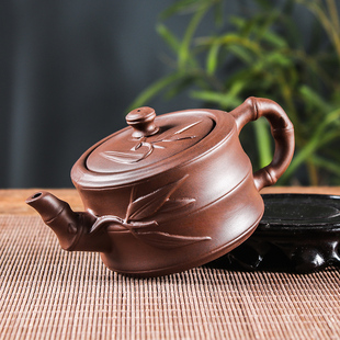 宜兴紫砂壶朱泥胸有成竹泡茶壶陶瓷，小容量冲茶器，功夫茶具茶杯套装
