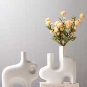 北欧创意白色花瓶样板房客厅，桌面插花装饰品磨砂陶瓷摆件简约现代