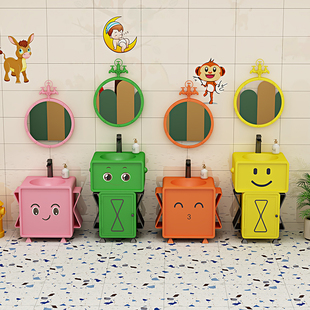 工业风彩色机器人洗手盆，商儿童机器人，洗漱台铁艺落地浴室柜洗手池